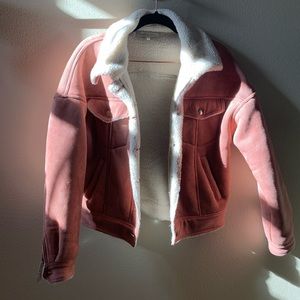 pink Sherpa aviator jacket